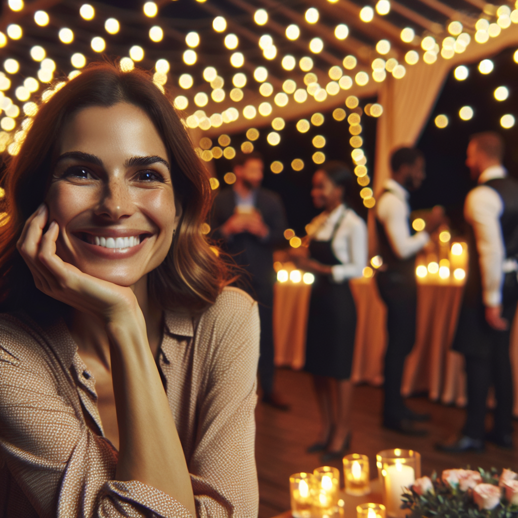 Happy client celebrating with professional party lighting